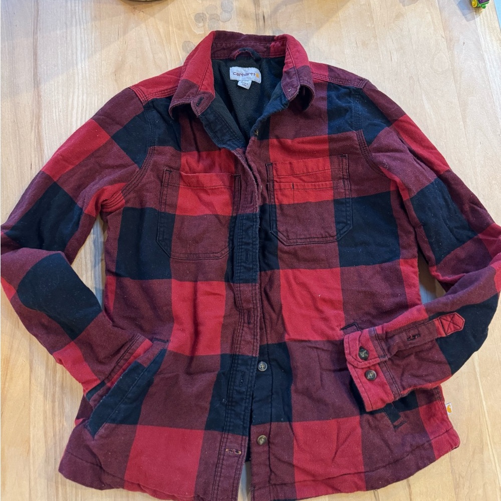 Carhartt Red and Black Plaid Buffalo Button-Up Shirt
